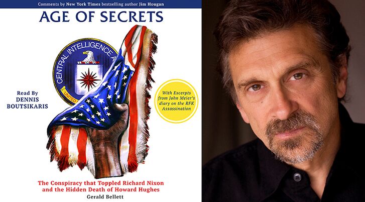 Age of Secrets Audiobook Cover and Dennis Boutsikaris headshot